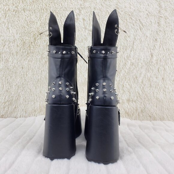 Chunky Platform Goth Punk Kitty Kat Bunny Ankle Boots - Picture 12 of 15